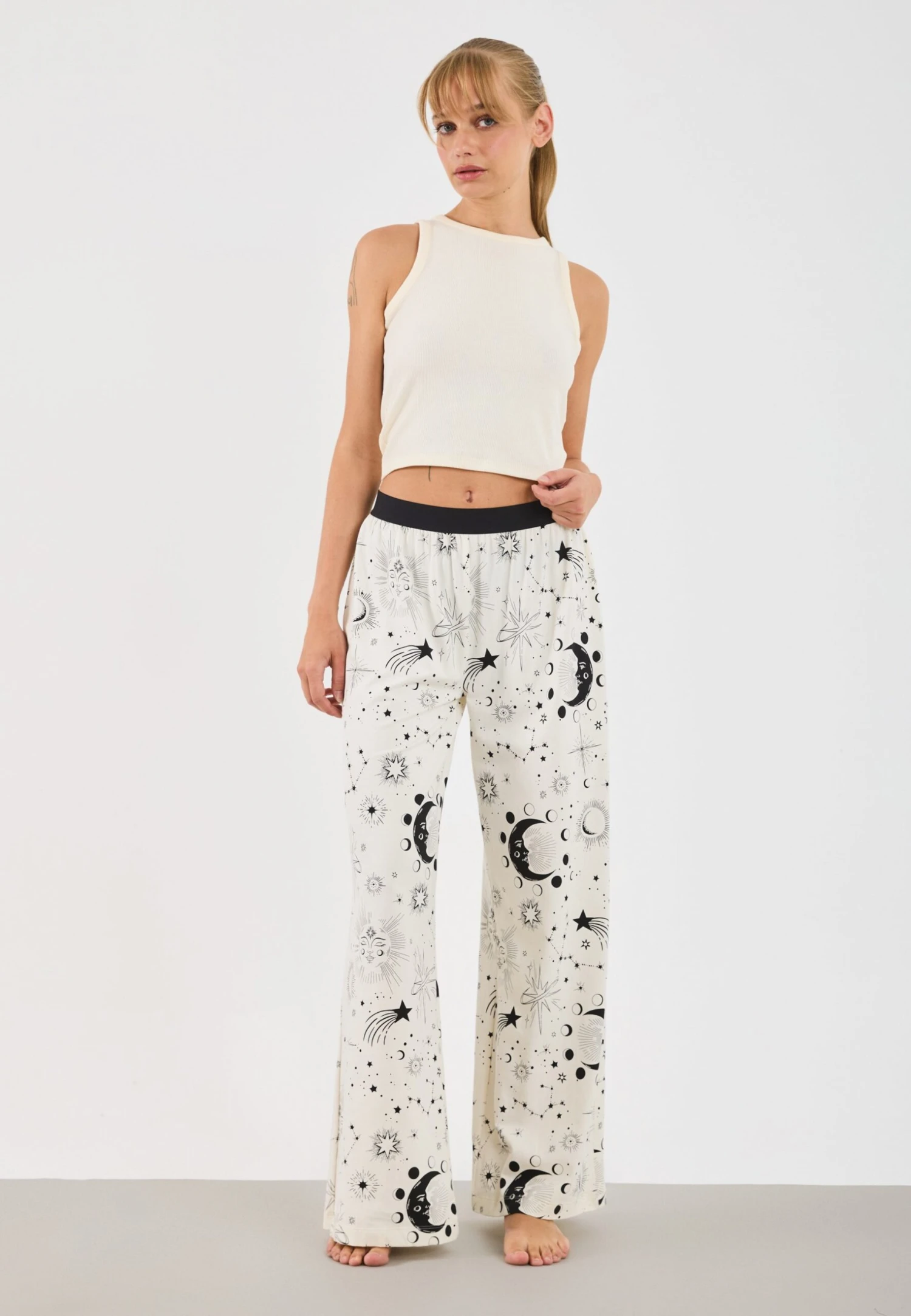 Even&Odd 2 PACK - Pyjamabroek - Black/ Beige 4 Even&Odd 2 PACK - Pyjamabroek - Black/ Beige - Afbeelding 2