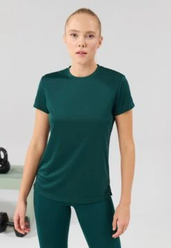 ESSENTIAL SHORT SLEEVE SPORTS T SHIRT WITH REFLECTIVE STRIP - T-shirt Basic - Mottled Dark Green