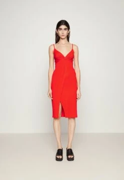 Even&Odd Eo-Ss23-C144-Sj / Strappy V Neck Knot Front Waist Midi Dress / 302 - Red - Jurk - Red -Even-Odd Winkel 20036b4771ca42c3a54f3cacc0316c65