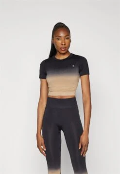 SEAMLESS PRINTED T-SHIRT - T-shirt Print - Light Brown/black