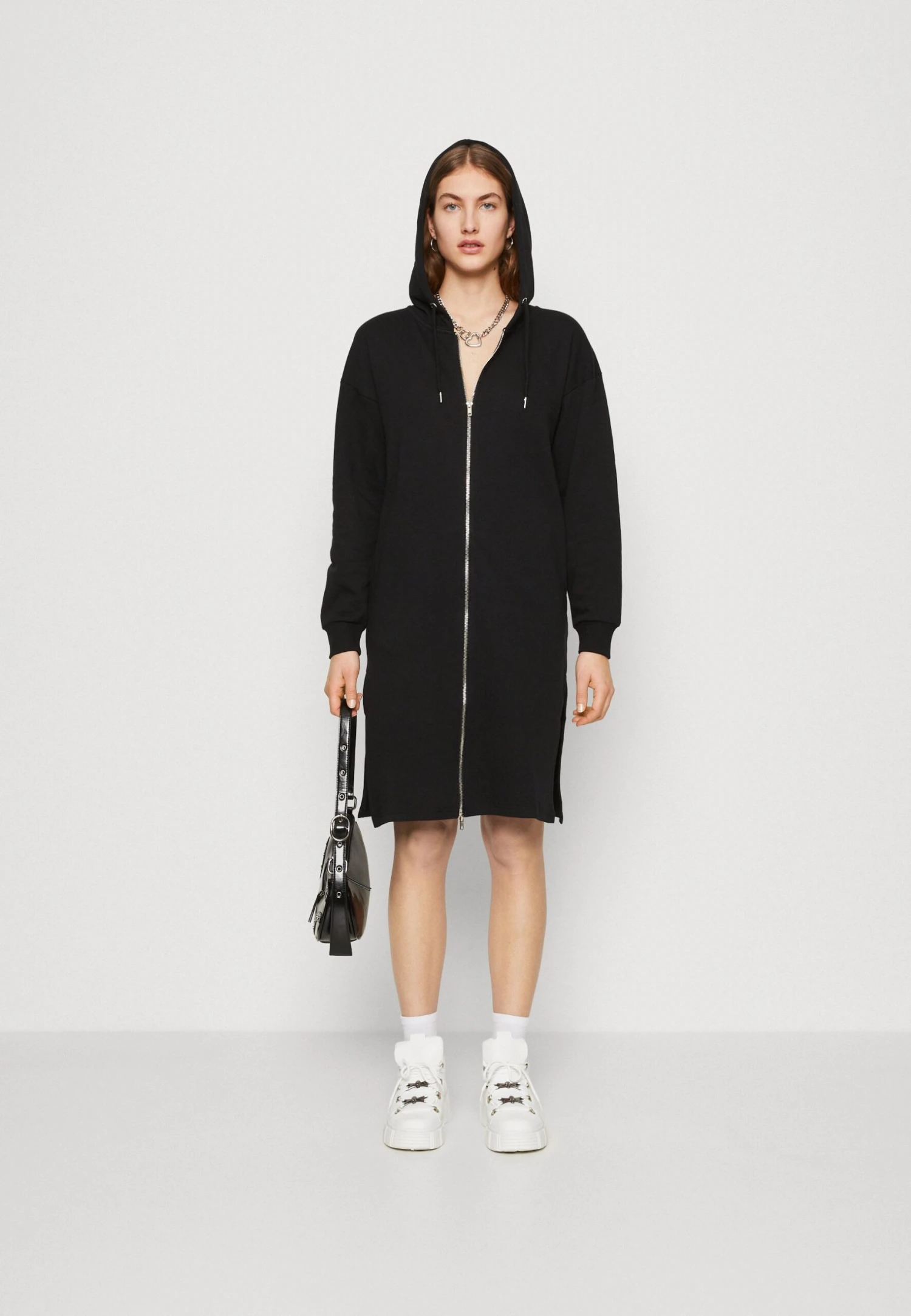 Even&Odd Extra Long Jacket- Sweater Met Rits - Black 4 Even&Odd Extra Long Jacket- Sweater Met Rits - Black - Afbeelding 2