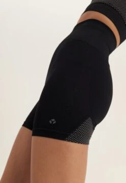 HIGH RISE SEAMLESS RIB BOOTY SHORTS WITH CONTRAST PANEL - Tights - Black -Even-Odd Winkel 2d02ec5356a7489d822033cccf6c5a54