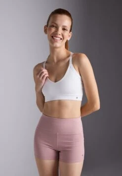 ESSENTIAL 2 PACK MEDIUM SUPPORT SPORTS BRA WITH ADJUSTABLE CROSS BACK - Sport-bh Met Medium Support - White/black