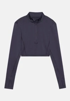 CROPPED HIGH NECK LONG SLEEVE TOP WITH 1/2 ZIP &THUMB HOLES - Longsleeve - Black -Even-Odd Winkel 33d05d43d5a94d6bbd660023014d2311