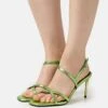 Even&Odd Leather- Sandalen Met Hoge Hak - Green