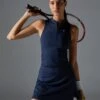 SLEEVELESS TENNIS TOP WITH 1/2 ZIP & BACK CUT OUT - Top - Dark Blue