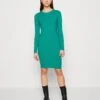 Even&Odd Crew Ausschnitt Ripp Basic Bodycon Mini Strickkleid - Etui-Jurk - Green