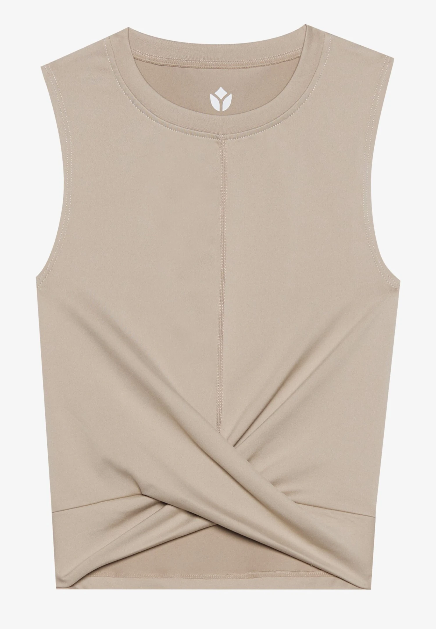 CROPPED SLEEVELESS TOP WITH WRAP FRONT - Top - Beige 6 CROPPED SLEEVELESS TOP WITH WRAP FRONT - Top - Beige - Afbeelding 4