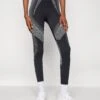 FULL LENGTH HIGH RISE SEAMLESS LEGGINGS WITH CONTRAST PATTERN - Tights - Black -Even-Odd Winkel 6072866e628a41aab126fe425f3a8562