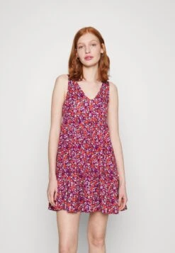 Even&Odd Sleeveless V Neck Volant Hem Flared Mini Dress (Eo-Ss23-C135-Sj) / Black - 802_Pink - 402_Orange - 205 - Jurk - Black - 802_Pink - 402_Orange - 205