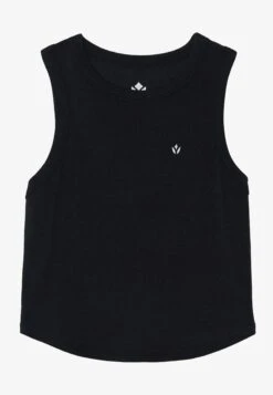 CROPPED SLEEVELESS TOP WITH CURVED HEM - Top - Black -Even-Odd Winkel 652417a84e7c44af94b20cdaea82ee11