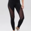 FULL LENGTH HIGH RISE LEGGINGS WITH MESH PANELS - Tights - Black
