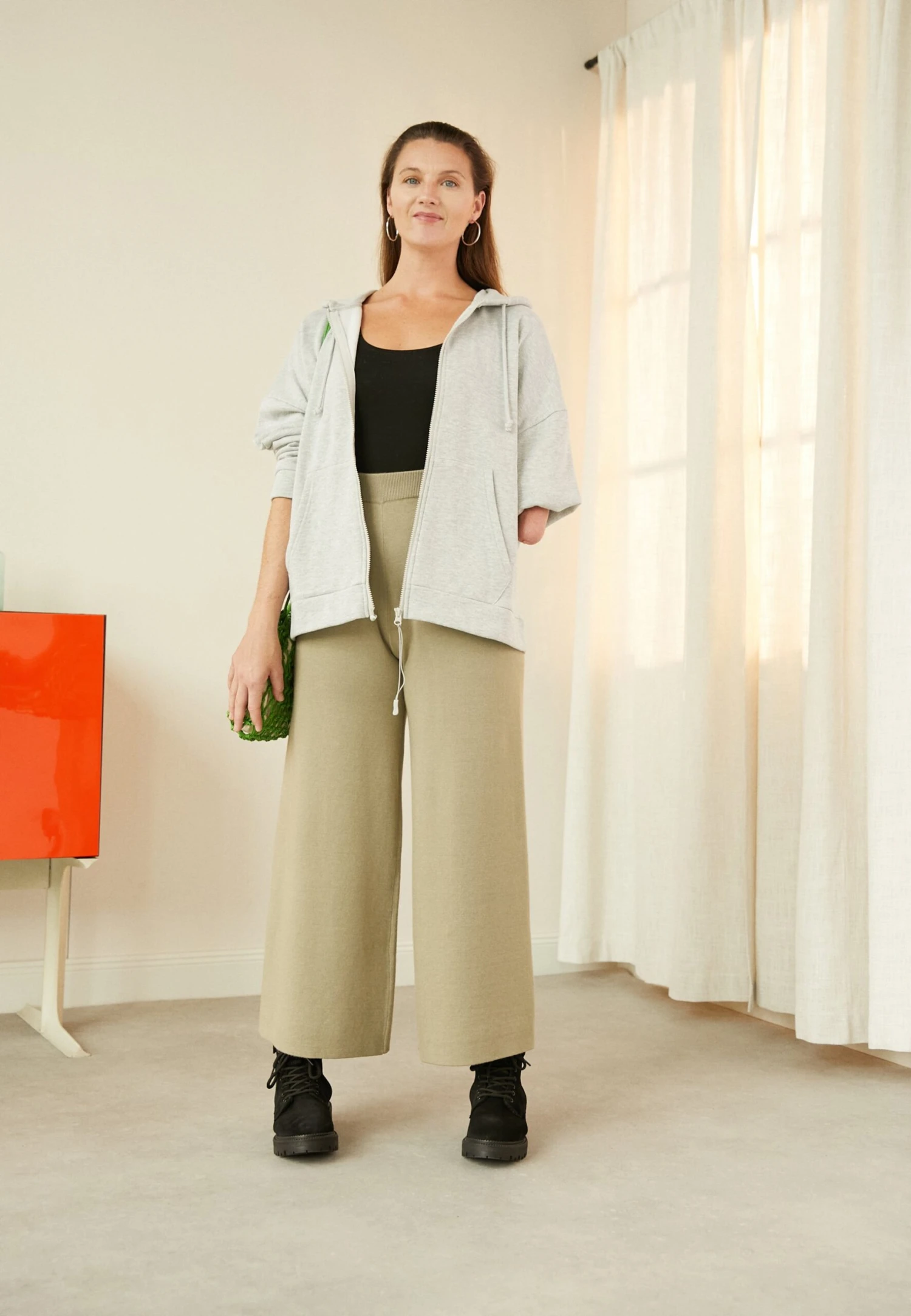 Even&Odd Sweater Met Rits - Mottled Grey 4 Even&Odd Sweater Met Rits - Mottled Grey - Afbeelding 2