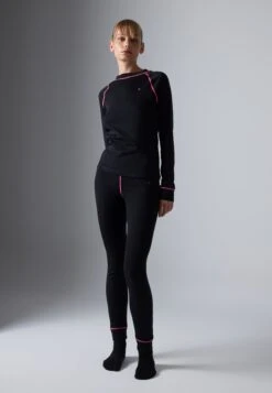 2 PIECE LONG SLEEVE TOP AND LEGGINGS SET - Hemd - Black/pink