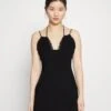 Strappy Lace Insert Open Neckline Mini Bodycon Dress - Cocktailjurk - Black