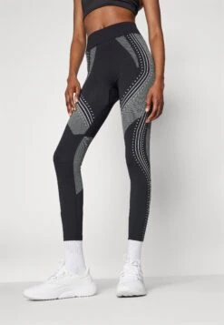 FULL LENGTH HIGH RISE SEAMLESS LEGGINGS WITH CONTRAST PATTERN - Tights - Black -Even-Odd Winkel 93ec330583f9450a83949ef22eb23d1d