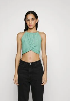 Even&Odd Wrinkle Halter- Top - Dark Green