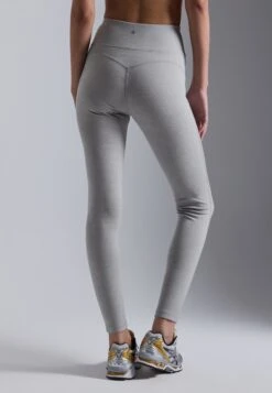 FULL LENGTH HIGH RISE LEGGINGS WITH OVERLAP V-WAISTBAND - Tights - Mottled Light Grey -Even-Odd Winkel a4cf8b4496864c2da46ba8324c7f0ed4