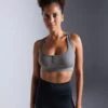 LIGHT SUPPORT FINE RIBBED SPORTS BRA WITH RACER BACK - Sport-bh Met Medium Support - Dark Grey