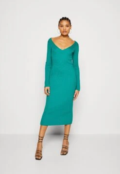 Even&Odd V Ausschnitt Midi Bodycon Strickkleid - Etui-Jurk - Green