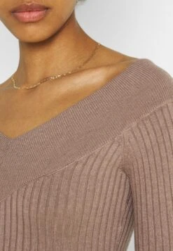 Even&Odd V Ausschnitt Ripp Mini Strickkleid - Etui-Jurk - Taupe -Even-Odd Winkel d67beeabfc8448f3a64c25d3d08cadec