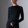 QUICK DRY HIGH NECK LONG SLEEVE TOP WITH THUMB HOLES - Longsleeve - Black -Even-Odd Winkel dc1621925af94aa68f6812c833cd6411