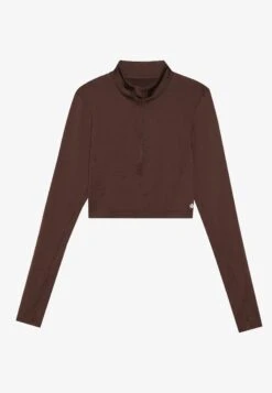 CROPPED HIGH NECK LONG SLEEVE TOP WITH 1/2 ZIP &THUMB HOLES - Longsleeve - Black -Even-Odd Winkel f165121f34624273baee0da7a30c9791